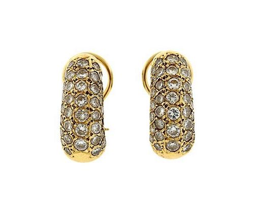14K Gold Diamond Half Hoop Earrings