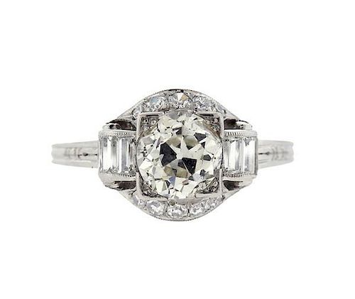 Art Deco Platinum 1.30ct Diamond Engagement Ring