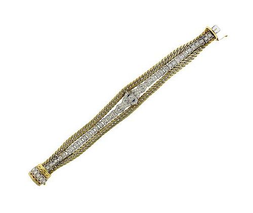 14k Gold Platinum Diamond Bracelet