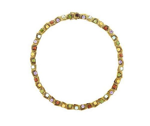 H. Stern 18K Gold Multi Color Stone Necklace
