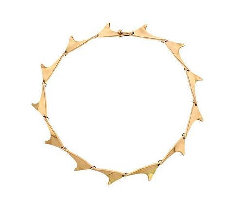 Bent K Modernist 14k Gold Geometric Necklace