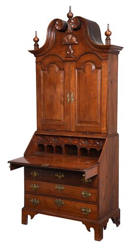 Important American Chippendale Cherry Desk and Bookcase