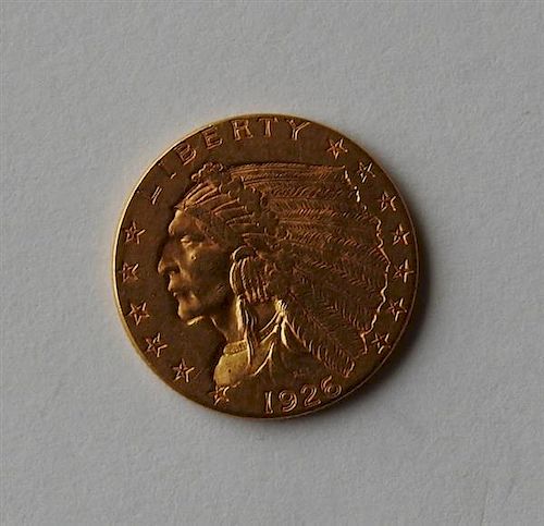 1926 Indian Head 2.5 Dollar Gold US Coin