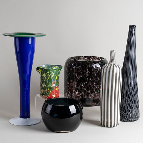 Group of Six Art Glass Vases