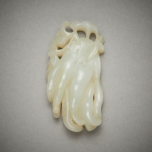 Chinese Pale White Jade Citrus Fingers Carving