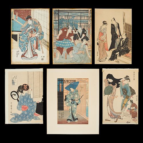 6 Japanese Ukiyo-e Woodblock Prints