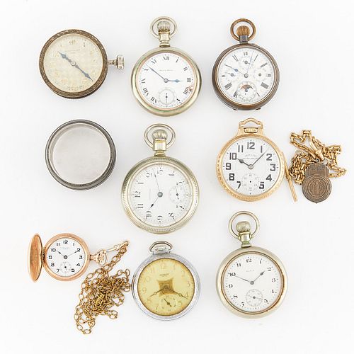 Grp 8 Pocket Watches - Steel and Other Metals