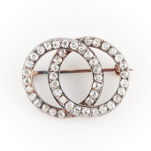 14k Gold Brooch With Old European Cut Diamonds