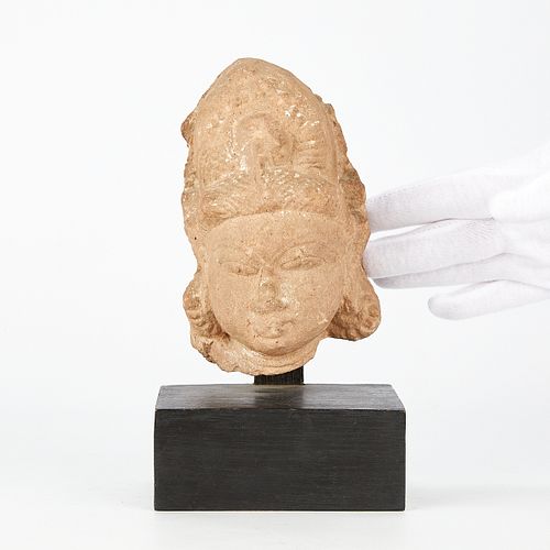 Carved Sandstone Head Female Deity India