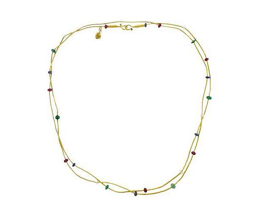 Gurhan 24K Gold Multi Gemstone Necklace