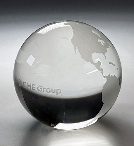 LARGE GLOBE PAPERWEIGHT IN BOX