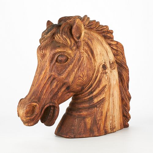 Carved Wood Carousel Horse Head