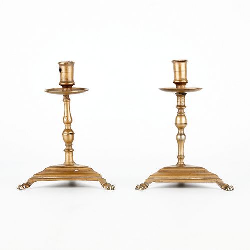 Pair of 17th c. Brass Spanish Candlesticks