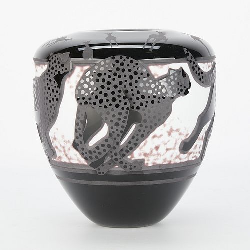 Valerie Surjan for Nourot Cheetah Cameo Glass Vase