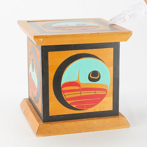 Walter Crackle Haida Moon Crest Painted Box