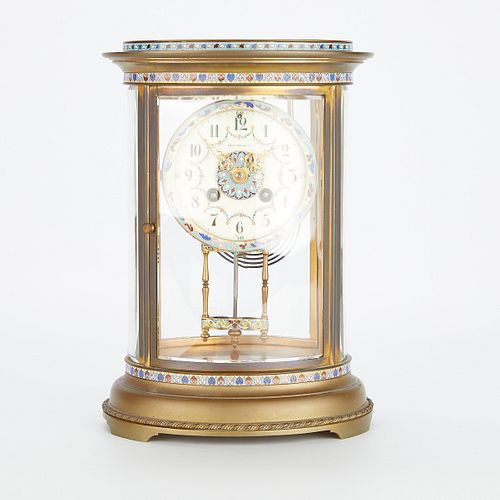 Tiffany & Co H&H France Gilt Enamel Mantel Clock