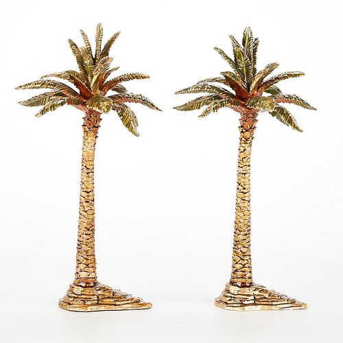 Pair Jay Strongwater Gilt Palm Trees for Nativity