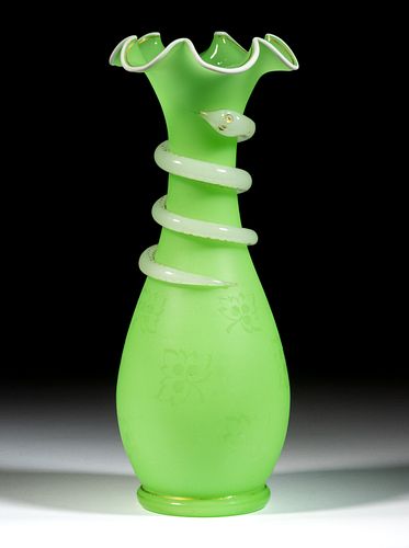 CONTINENTAL FREE-BLOWN AND ACID-ETCHED GLASS VASE