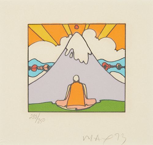 Peter Max "Sage by Mountain" Lithograph 1973