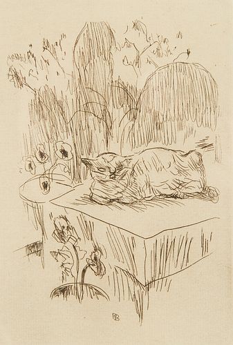 Pierre Bonnard "Interior with a Cat" Etching