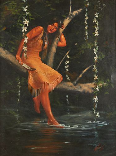 Hermon Adams Native American Painting 1980