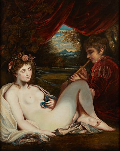 Studio of Reynolds "Venus and Piping Boy" Painting