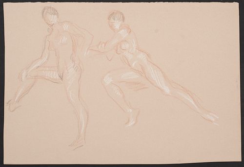 Paul Cadmus Double Female Nude Study Drawings