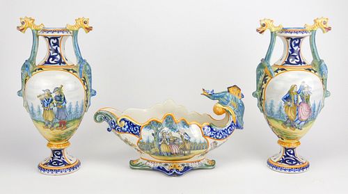 3 pcs. Henriot Quimper pottery