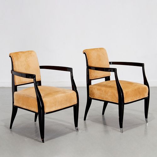 E-J Ruhlmann (attrib), pair 'Ledroua' armchairs