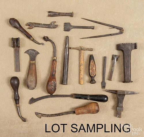 Group of leather saddle maker tools, 19th c.