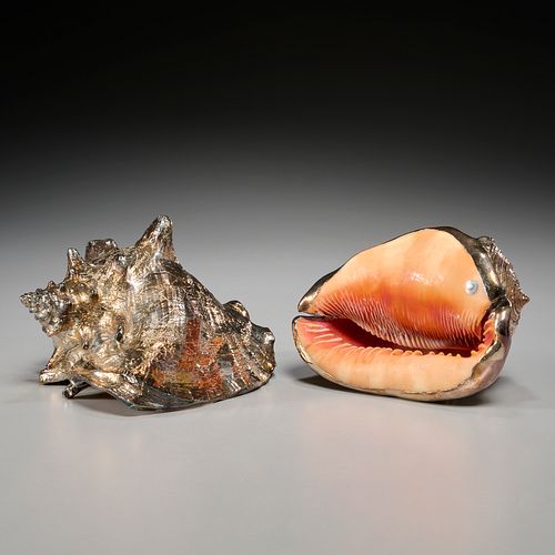 Pair Verdura silver-plated conch shells