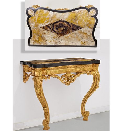 George III giltwood console with Blue John top