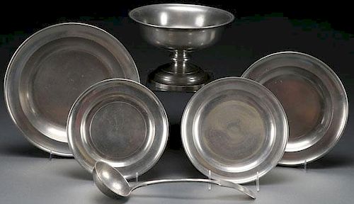 5 PC EARLY AMERICAN PEWTER