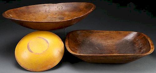 A GROUP OF THREE AMERICAN WOODEN DOUGH BOWLS
