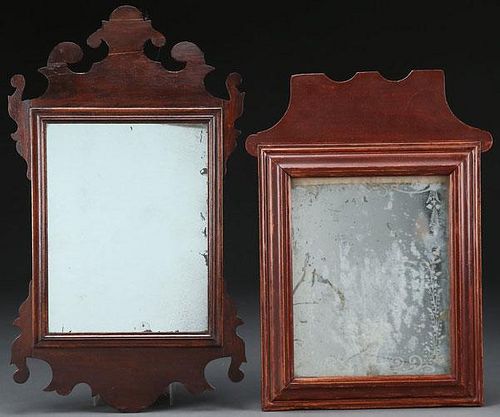 TWO EARLY AMERICAN LOOKING GLASS MIRRORS