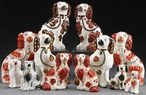 A COLLECTION OF TWELVE STAFFORDSHIRE SPANIELS