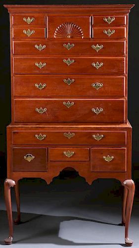 A VERY FINE EARLY AMERICAN QUEEN ANNE HIGHBOY