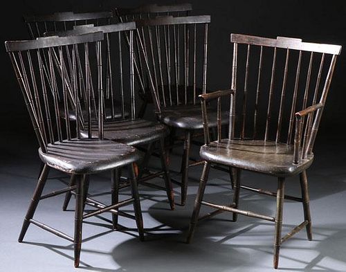 6 EARLY AMERICAN WINDSOR SIDE CHAIRS