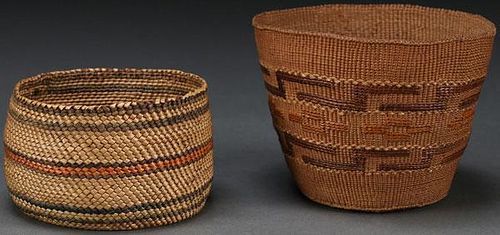 A PAIR OF FINE WOVEN NATIVE AMERICAN BASKETS