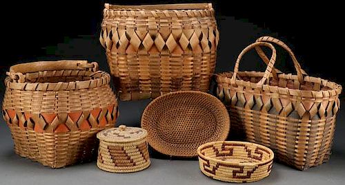 7 MOSTLY NATIVE AMERICAN BASKETS