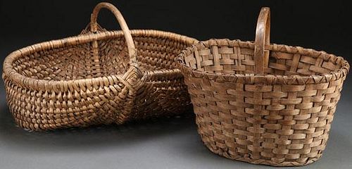 A PAIR OF WOVEN BASKETS, 20TH CENTURY