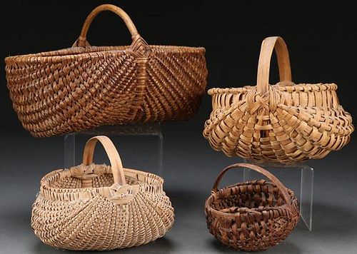 A COLLECTION OF FOUR WOVEN BASKETS, 20TH CENTURY