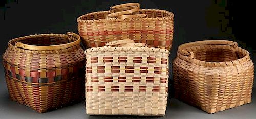 A COLLECTION OF 6 WOVEN SPLINT HANDLED BASKETS