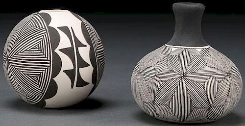 A PAIR OF ACOMA NATIVE AMERICAN POTTERY VESSELS