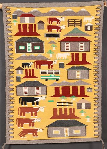 3 SOUTHWEST NAVAJO “PICTORIAL” HANDWOVEN RUGS