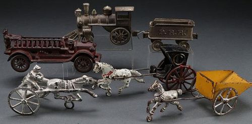 FIVE VINTAGE CAST IRON TOYS, EARLY 20TH CENTURY