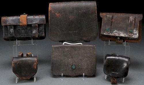 CIVIL WAR AND LATER LEATHER CARTRIDGE AND CAP BOX