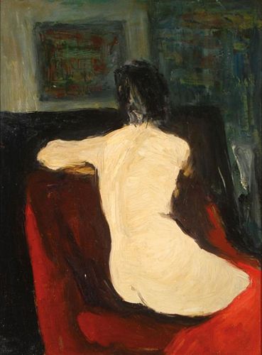 ATTR WILL BARNET FEMALE NUDE PAINTING