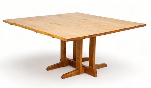 George Nakashima (American, 1905-1990) Maple Frenchman's Cove Dining Table, 1980, H 51" W 51"
