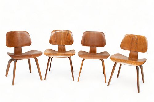 Charles Eames for Herman Miller (American) Molded Plywood 'DCW' Chairs, H 29" W 19" Depth 21" 2 Pairs